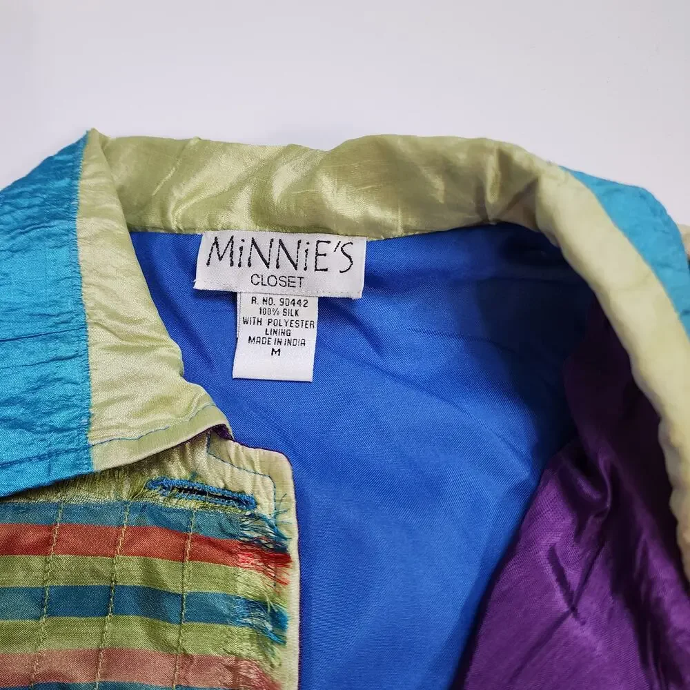 Minnie's‎ Closet Womens Vintage Silk Patchwork Jacket Medium Colorful Butterfly